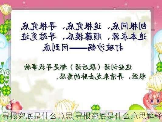 寻根究底是什么意思,寻根究底是什么意思解释