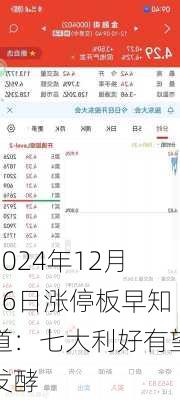 2024年12月16日涨停板早知道：七大利好有望发酵