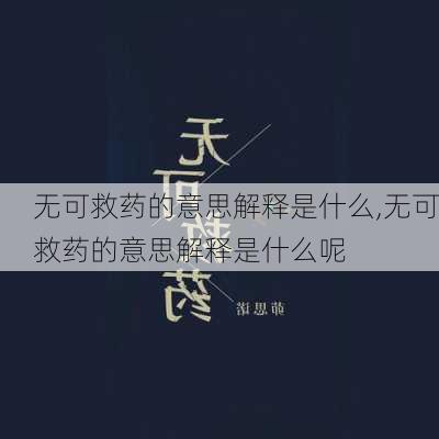 无可救药的意思解释是什么,无可救药的意思解释是什么呢