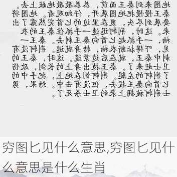 穷图匕见什么意思,穷图匕见什么意思是什么生肖