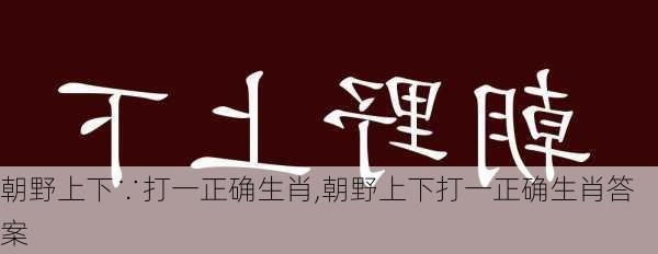 朝野上下∵打一正确生肖,朝野上下打一正确生肖答案