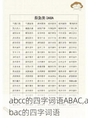 abcc的四字词语ABAC,abac的四字词语