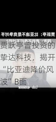 贾跃亭曾投资的挚达科技，揭开“比亚迪降价风波”B面