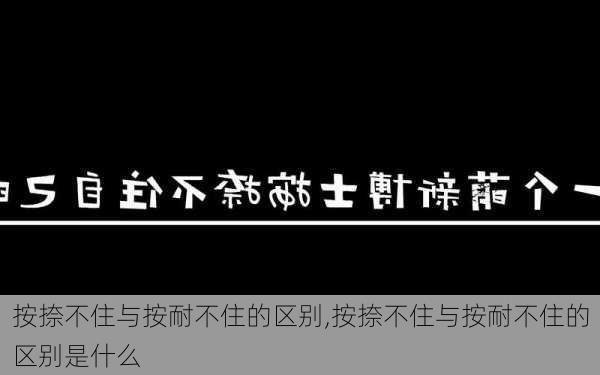 按捺不住与按耐不住的区别,按捺不住与按耐不住的区别是什么